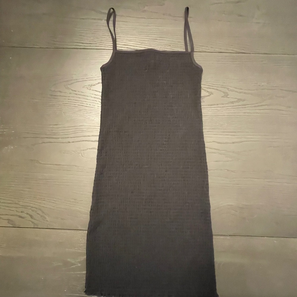 Aritzia Wilfred Black Ribbed Spaghetti Strap Midi Dress S